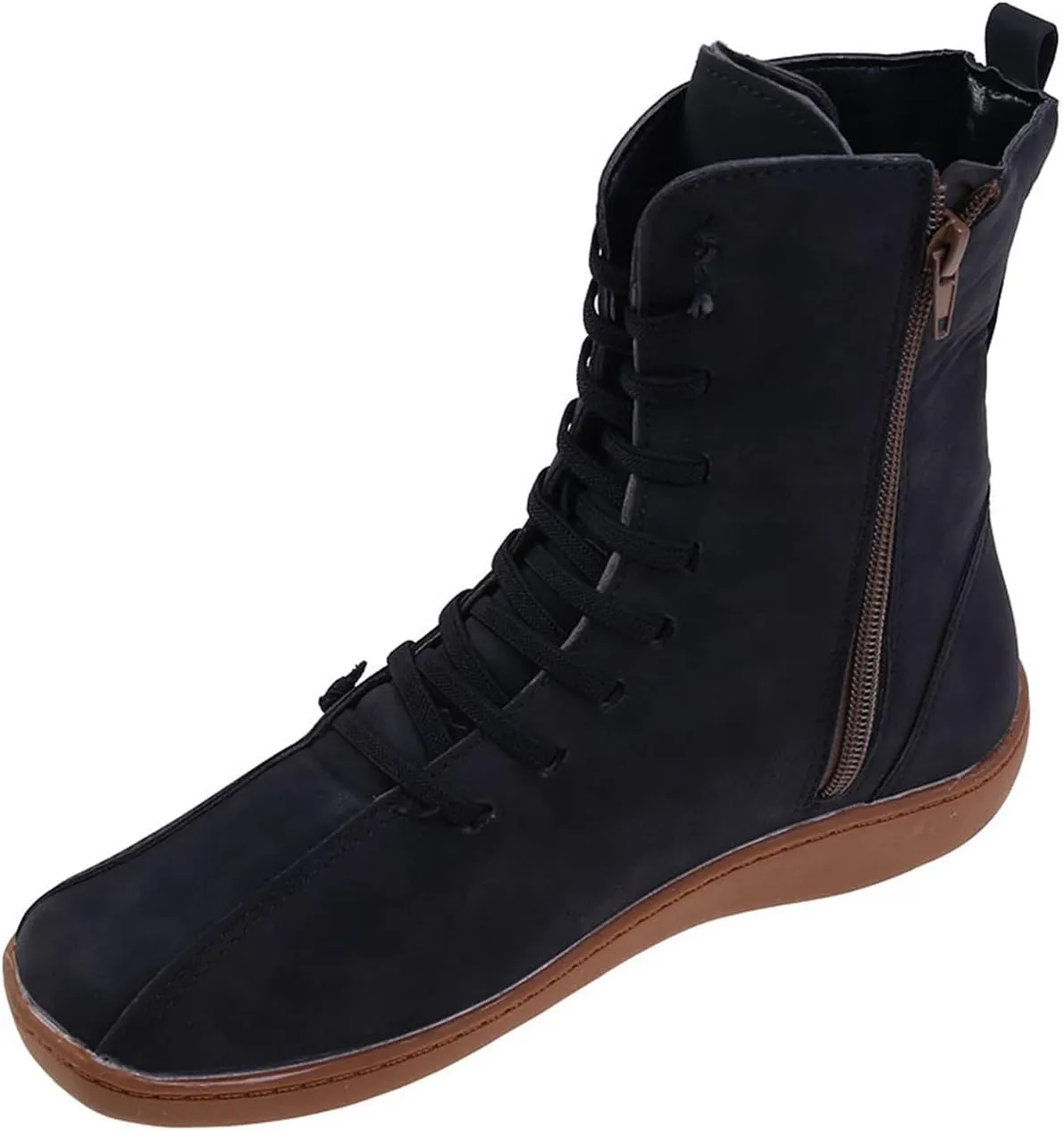 ZBYY Womens Winter Snow Boots with Warm Comfortable Outdoor Waterproof Anti-Slip Shoes Leather Zipper Flat Booties